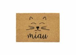 Deurmatten|Deurmatten|Deurmat E-Coco Miau 40x60cm - kokos - naturel & zwart