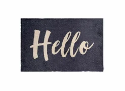 Deurmat Hello 50x75cm - microvezel - zwart- Deurmatten|Deurmatten