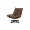Fauteuils|Draaifauteuil A8036 75x90x87cm - leder - cognac