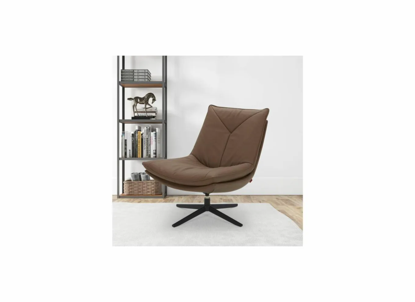 Fauteuils|Draaifauteuil A8036 75x90x87cm - leder - cognac