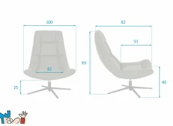 Fauteuils|Draaifauteuil Slow 100x82x93cm - stof - groen