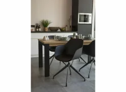 Bezoekersstoel|Eetkamerstoelen|Draaistoel Burning 58x55x83.5cm - lederlook - zwart