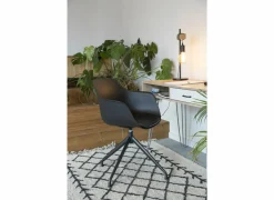 Bezoekersstoel|Eetkamerstoelen|Draaistoel Burning 58x55x83.5cm - lederlook - zwart