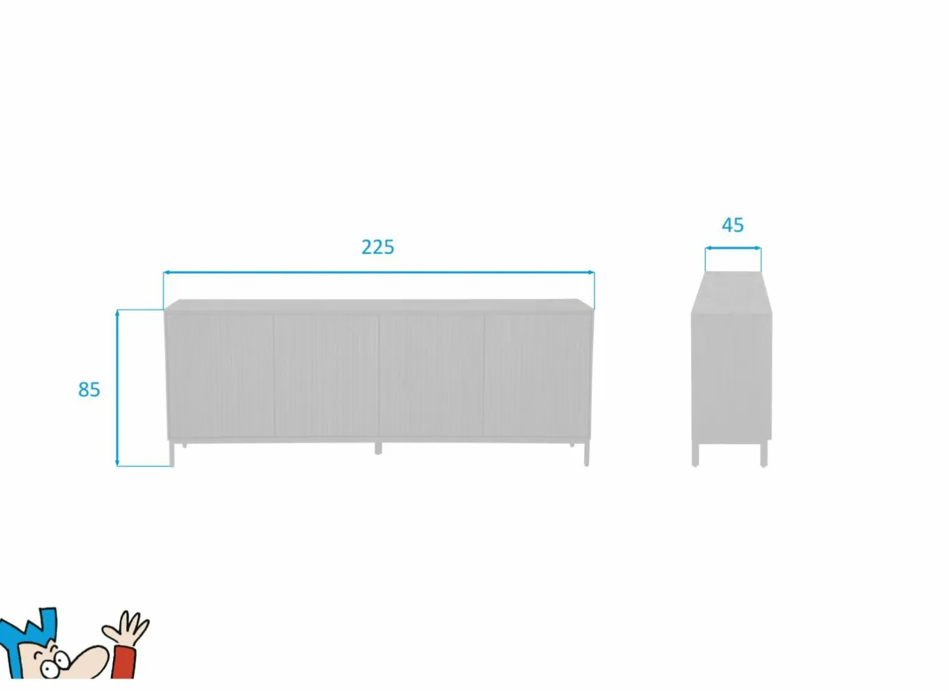 Dressoirs|Dressoir Aquilano 225cm - acacia massief - zwart