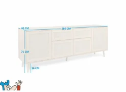 Dressoir Bali 180cm - melamine - sonoma eik- Dressoirs