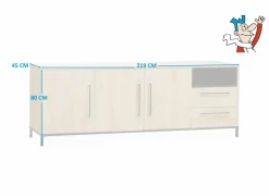 Dressoir Bridge 219cm - lamulux - fresh oak & old piano- Dressoirs