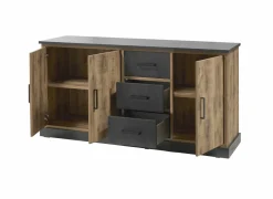 Dressoir 184cm - decor - bruin & zwart- Dressoirs