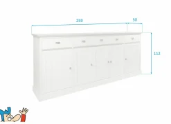 Bijzetkasten|Bijzetkasten|Dressoir 259cm - decor - lariks & bruine eik
