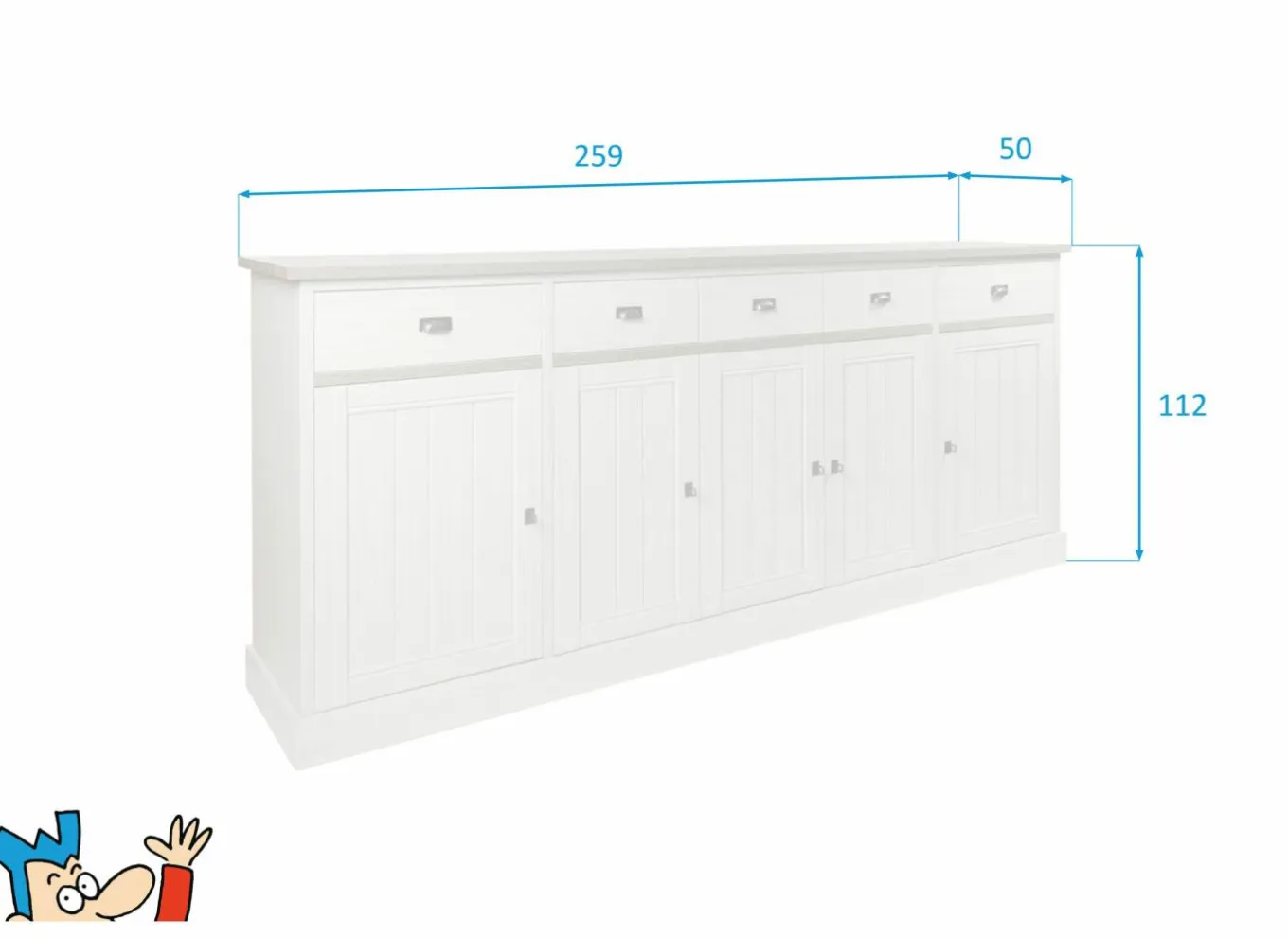 Bijzetkasten|Bijzetkasten|Dressoir 259cm - decor - lariks & bruine eik