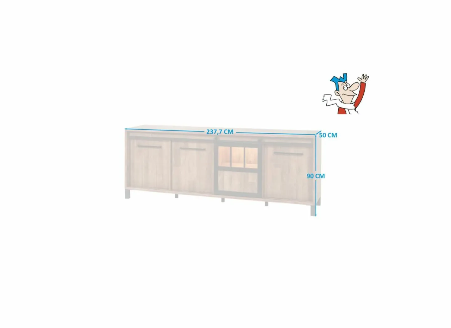 Dressoir 238cm - decor - old teak & matt black- Dressoirs