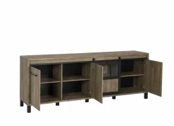 Dressoir 238cm - decor - old teak & matt black- Dressoirs