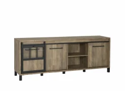 Dressoir 238cm - decor - old teak & matt black- Dressoirs