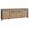 Dressoirs|Dressoir 240cm - decor - oranje teakhout & matzwart