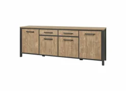 Dressoirs|Dressoir 240cm - decor - oranje teakhout & matzwart