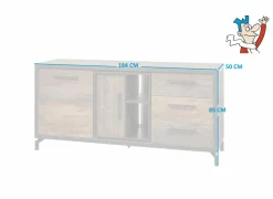 Dressoir 184cm - melamine - bruin- Dressoirs