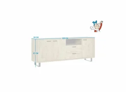 Dressoir Como 1 220cm - melamine - golden oak- Dressoirs