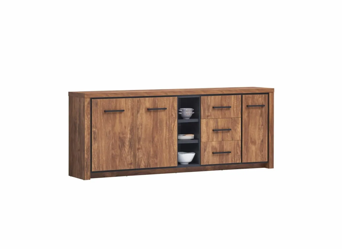 Dressoir Ensor 230cm - decor - acacia & black concrete- Dressoirs