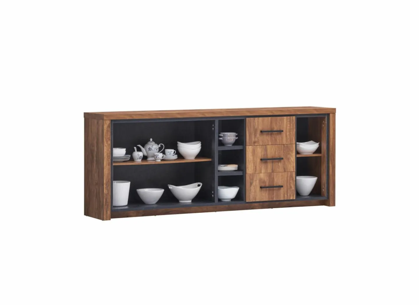 Dressoir Ensor 230cm - decor - acacia & black concrete- Dressoirs