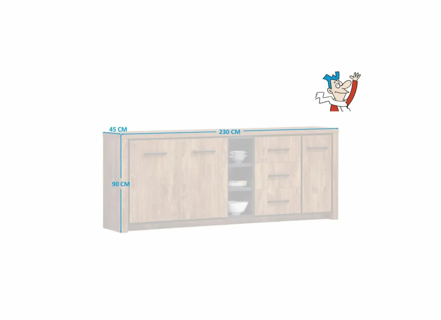 Dressoir Ensor 230cm - decor - acacia & black concrete- Dressoirs