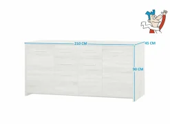 Dressoir Enzo 210cm - decor - eik sonomagrijs- Dressoirs