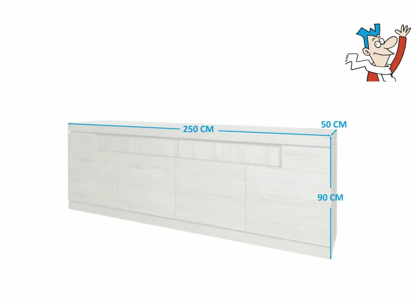Dressoirs|Dressoir Etna 250cm - decor - millenium eik & lichtgrijs