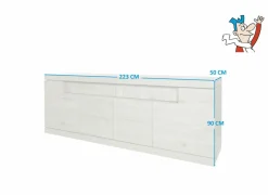 Dressoir Etna 223cm - decor - millenium eik & lichtgrijs- Dressoirs