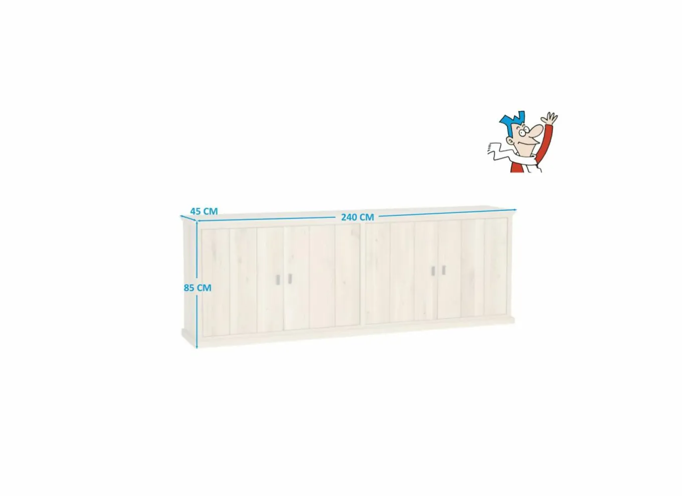 Dressoirs|Dressoir Grimaldi 240cm - eik massief & decor - naturel