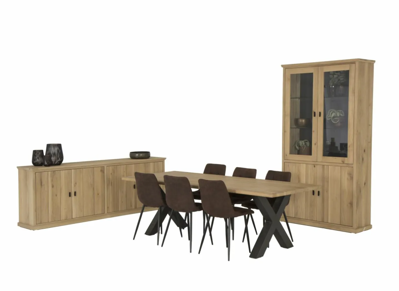 Dressoirs|Dressoir Grimaldi 240cm - eik massief & decor - naturel