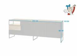 Dressoirs|Dressoir Portofino 242cm - decor - zwart & eik