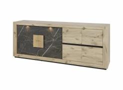 Dressoir Sacha 240cm - melamine - canyon oak & marble- Dressoirs