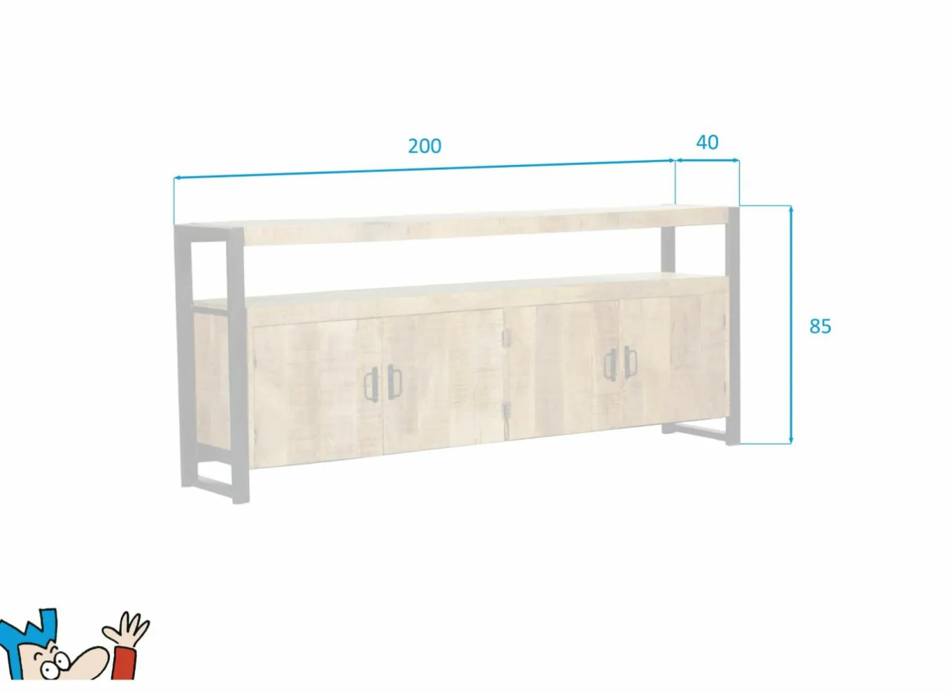 Dressoirs|Dressoir Sanguine 200cm - mango massief - natuur