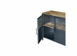 Dressoirs|Dressoir Titano 180cm - ijzer & mango massief - grijs & naturel