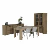 Eetkamer Elio met 4 stoelen Jutta - tafel 190x90cm - dressoir 220cm - vitrinekast 133cm- Niet Voorgemonteerd