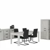 Niet Voorgemonteerd|Eetkamer Elvis met 4 stoelen Quartz - tafel 190x90cm - dressoir 220cm - vitrinekast 133cm