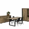 Eetkamer Estrella met 4 stoelen Charlton - tafel 190x95cm - dressoir 225cm - barkast 120cm- Niet Voorgemonteerd
