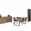 Eetkamer Onno met 4 stoelen Churchill - tafel 200x100 - dressoir 225cm - vitrinekast 114cm- Niet Voorgemonteerd