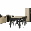Demeyere Eetkamer Wayne met 4 stoelen Chuck - tafel 140x90cm - dressoir 160,7cm - barkast 83cm- Niet Voorgemonteerd