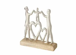 Decoratieve Accessoires|Figuur Family H20cm - aluminium/mango hout - zilver/naturel