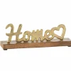 Figuur Home Hart 23x5x8cm - aluminium & hout - goud & bruin- Decoratieve Accessoires