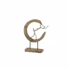 J line Decoratieve Accessoires|Figuur Koppel halve maan H48cm - mango massief & aluminium - naturel/zilver