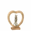 J line Figuur Koppel H35cm - mango massief & aluminium - naturel/zilver- Decoratieve Accessoires