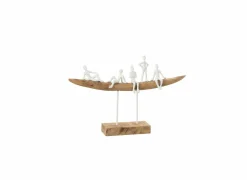 J line Figuur Mensen op bank H30,5cm - hout massief & metaal - naturel/wit- Decoratieve Accessoires
