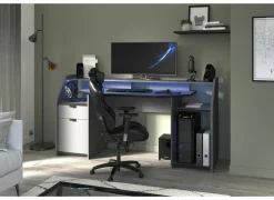 Gamingbureau|Woonkamer Bureau|Gamingbureau Set Up 180x67cm - decor - zwart & grijs