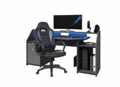 Gamingbureau|Woonkamer Bureau|Gamingbureau Set Up 180x67cm - decor - zwart & grijs