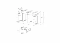 Gamingbureau|Woonkamer Bureau|Gamingbureau Set Up 180x67cm - decor - zwart & grijs