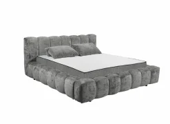 Gestoffeerd bed Bexley 160x200cm - stof - grijs inclusief bodem en matras- Compleet Bed|Tweepersoonsbedden