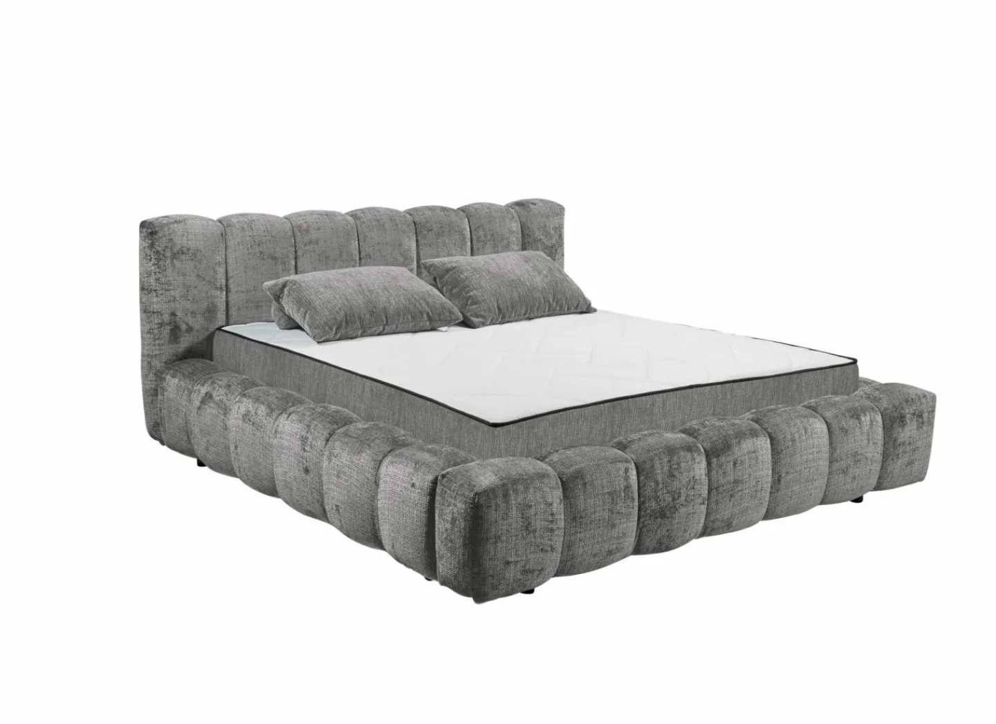Gestoffeerd bed Bexley 160x200cm - stof - grijs inclusief bodem en matras- Compleet Bed|Tweepersoonsbedden