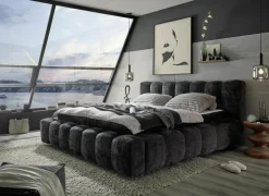 Tweepersoonsbedden|Boxsprings|Gestoffeerd bed Bexley 180x200cm - stof - zwart