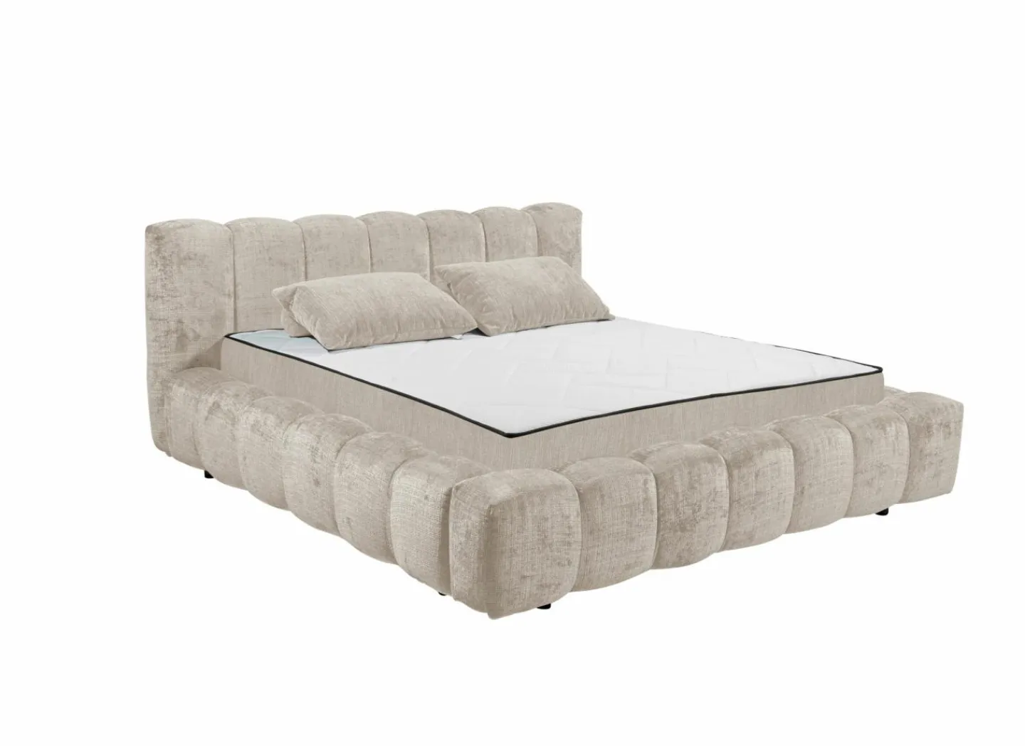 Gestoffeerd bed Bexley 160x200cm - stof - taupe inclusief bodem en matras- Compleet Bed|Tweepersoonsbedden