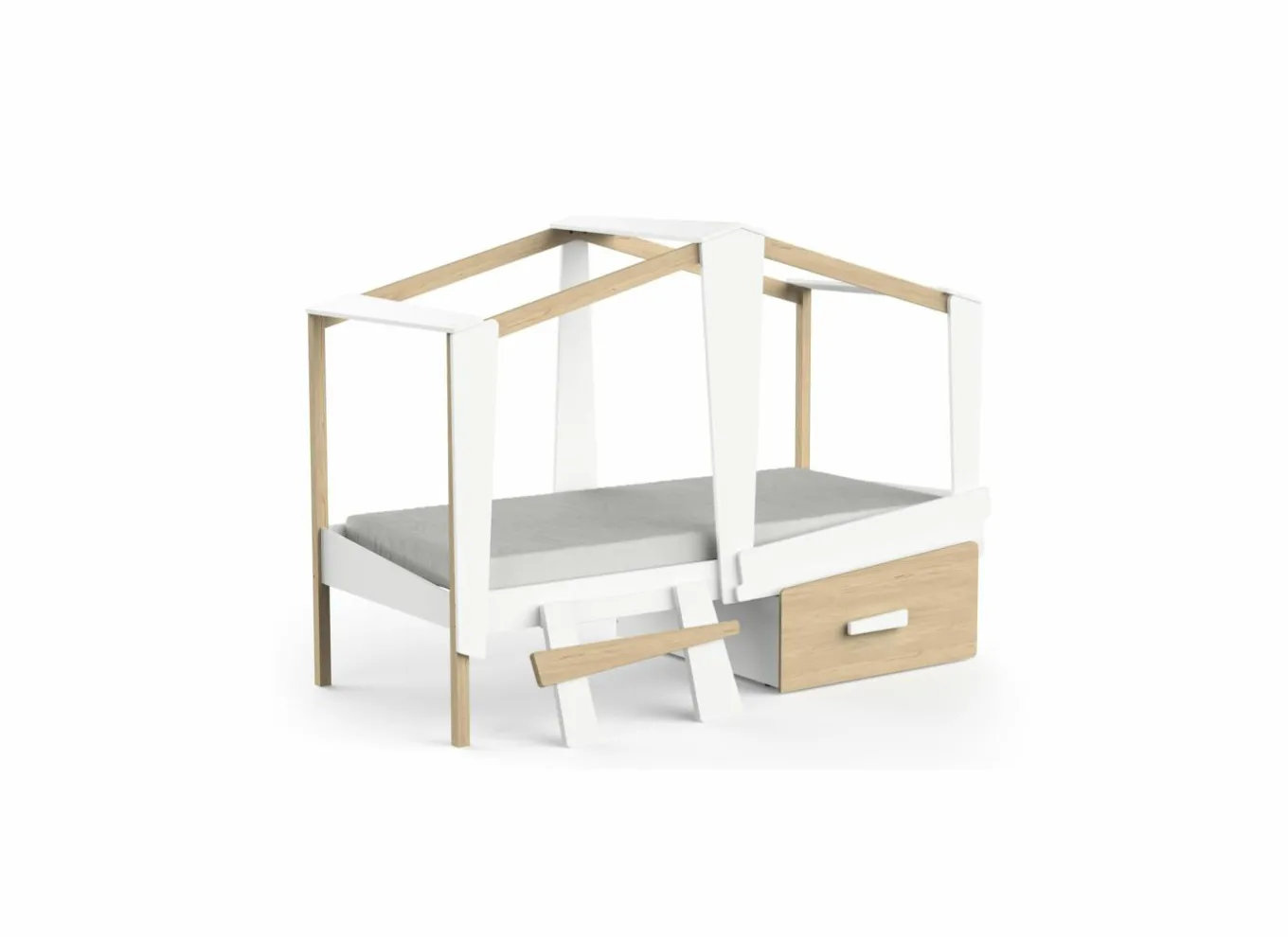 Hoogslapers|Hoogslapers|Halfhoogslaper Cabane 90x200cm - decor - wit